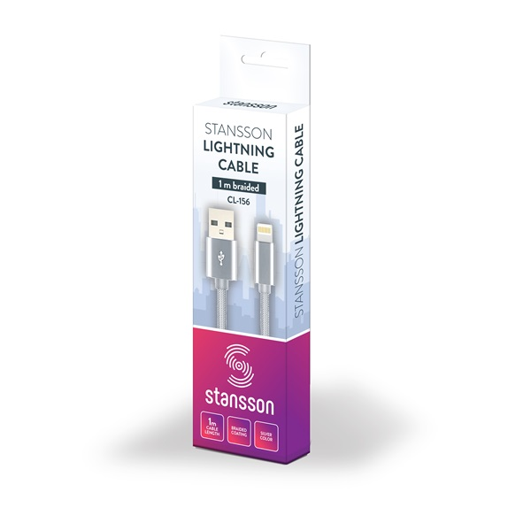 Stansson 1m Lightning fonott kábel Office Depot